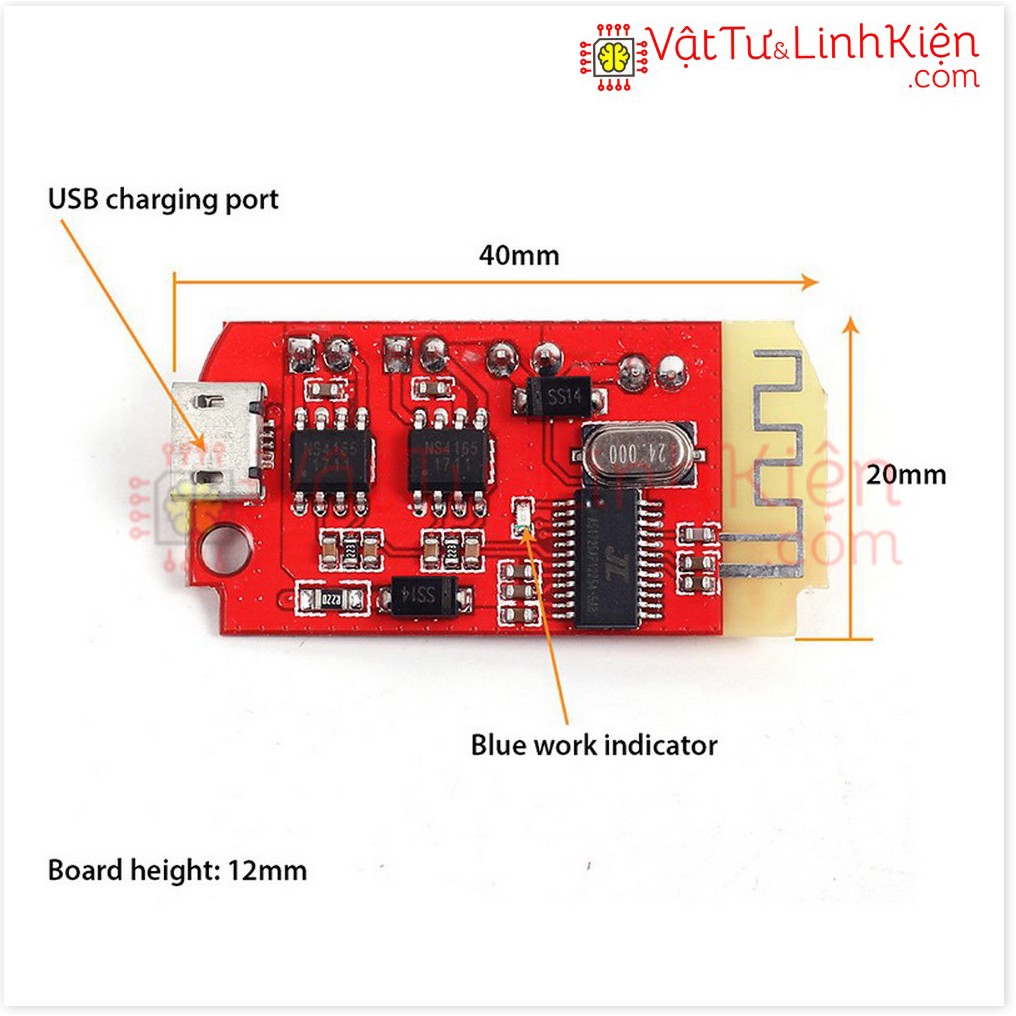 Mạch DIY loa Bluetooth hai kênh DC 3.7V Micro USB 5V 5W