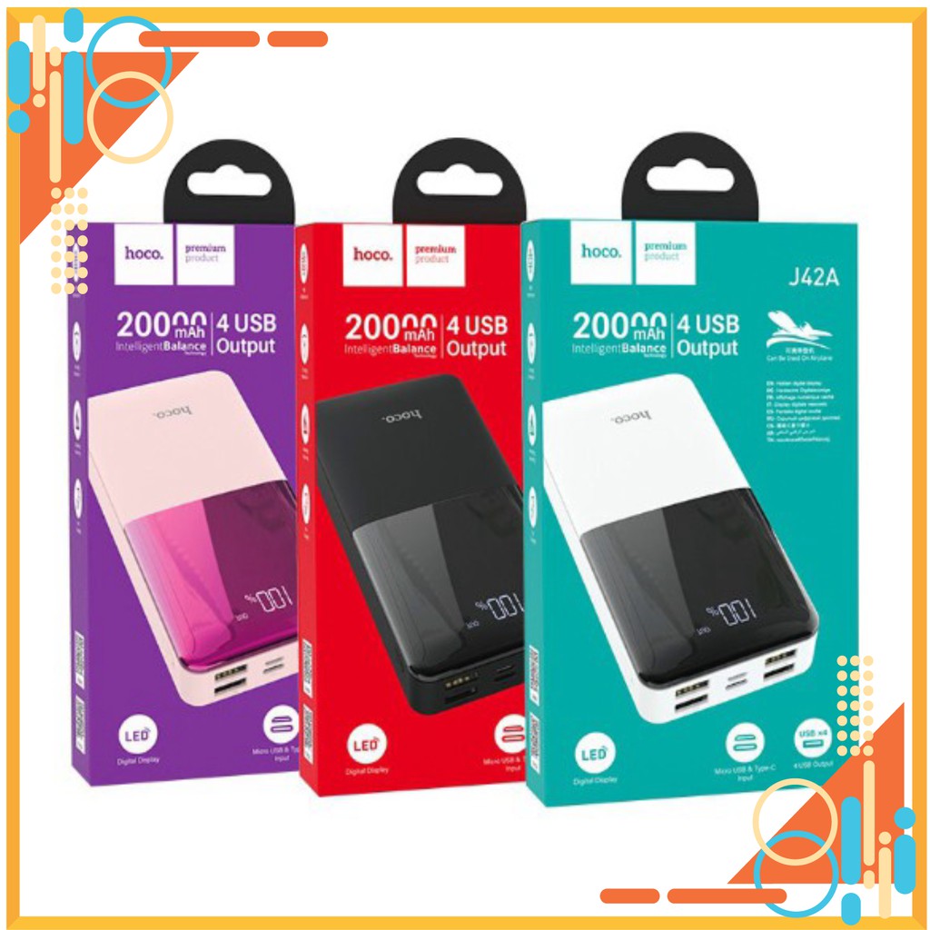 ✔CHÍNH HÃNG✔Pin Sạc Dự Phòng 10000mAh/20000mAh 2 cổng sạc in/out -Hoco J42 High power {BẢO HÀNH ĐỔI MỚI} hana.case