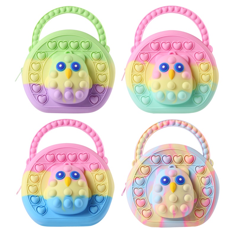 Túi Đeo Chéo Vai Bằng Silicone Màu Cầu Vồng Dành Cho Trẻ Em