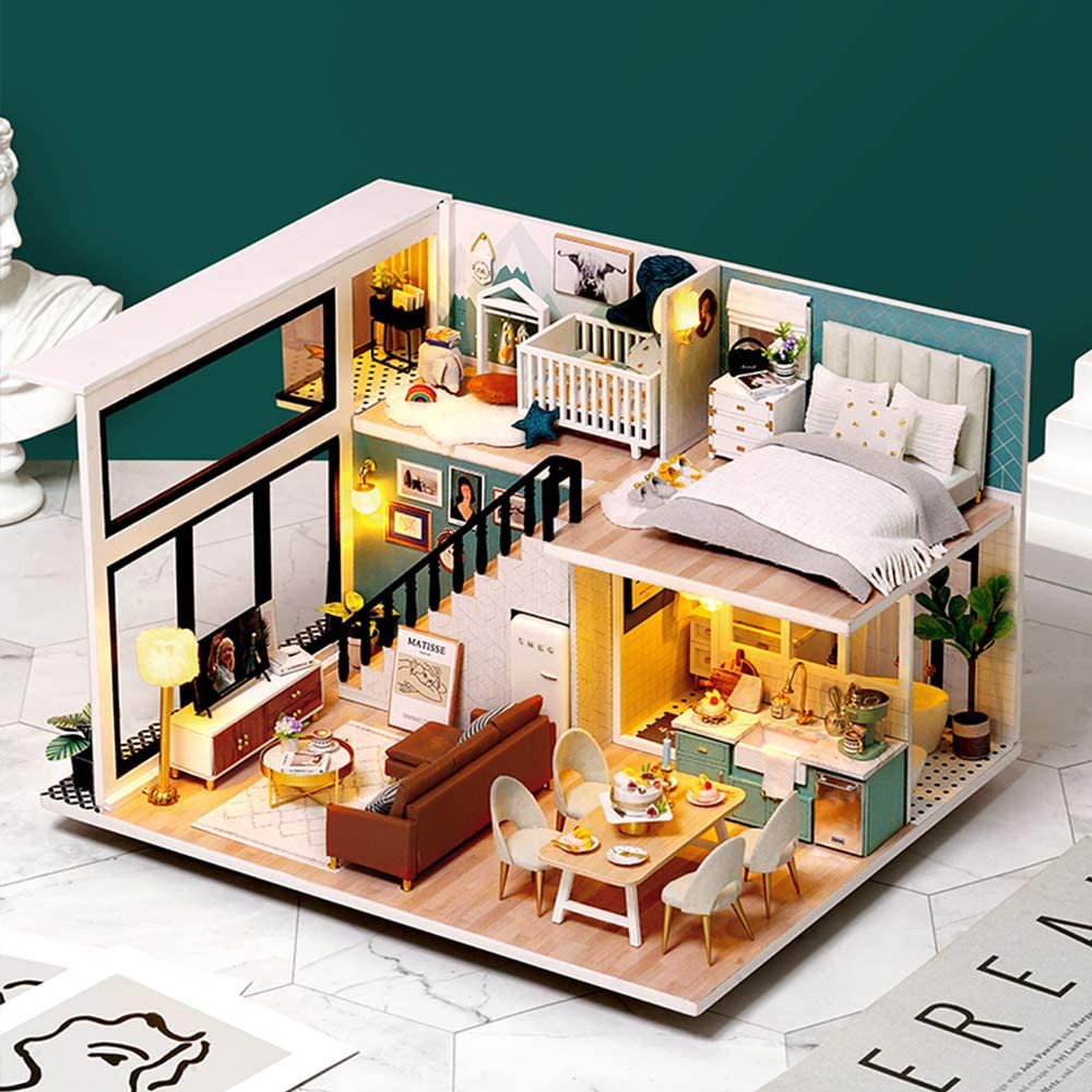 Mô hình nhà gỗ lắp ráp DIY house Căn chung cư hiện đại L031 - Tăng Mica Che Bụi