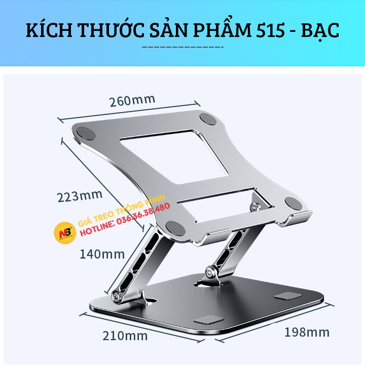 Giá đỡ laptop tablet bằng nhôm - LS515 - 11 - 17 Inch - Đế tản nhiệt nâng Mac.book - máy tính bảng - Ipa.d
