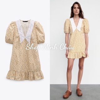 Váy hoa nhí cổ trắng thêu Zarraa canh sale