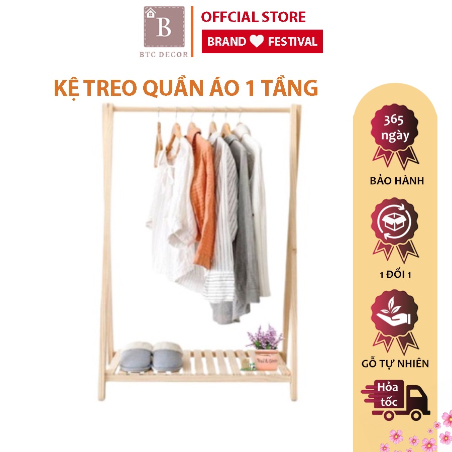 Giá Treo Quần Áo Gỗ -Kệ Treo Quần Áo Chữ A Gỗ Thông Nhập Khẩu- Giá Treo Quần Áo Gỗ Thông - BH 12 Tháng