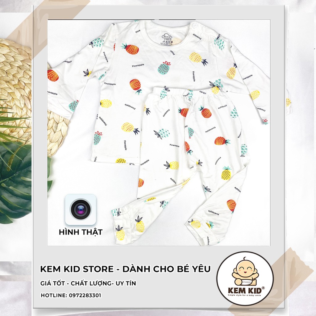 Bộ Avaler dài tay họa tiết hoạt hình cute vải thun lạnh siêu mát, mềm mịn thấm hút mồ hôi cho bé