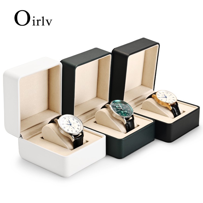 Oirlv Hộp đựng đồng hồ Hộp đựng đồng hồ đeo tay Hộp đựng đồng hồ bằng da PU nhung có gối đựng đồ trang sức H128