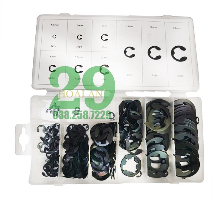 Hộp Vòng Phanh Phe Chân Trục Chữ E - CLIP 300PC Tặng găng tay bảo hộ
