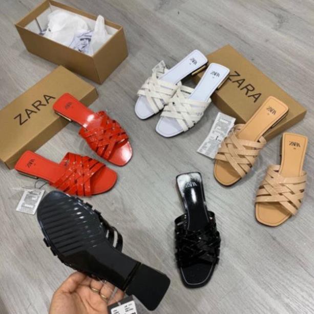 FALE |  New | Real Dép lê zara quai đan da bóng fullbox tag mác Đẹp Xịn . 2020 new .. .. . . . : You ; > ₛ * : ! ¹ # .