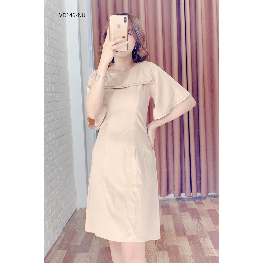 VD146 - Đầm Công Sở 7 Mảnh Đắp Cổ
