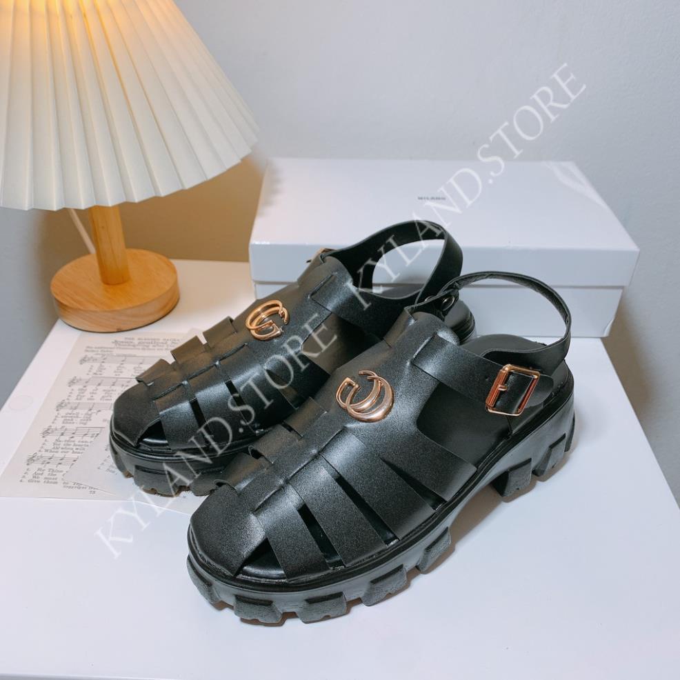 Sandal rọ mũi - Dép quai hậu GU CHÌ mũi rọ, đế độn 5cm KYLAND.STORE