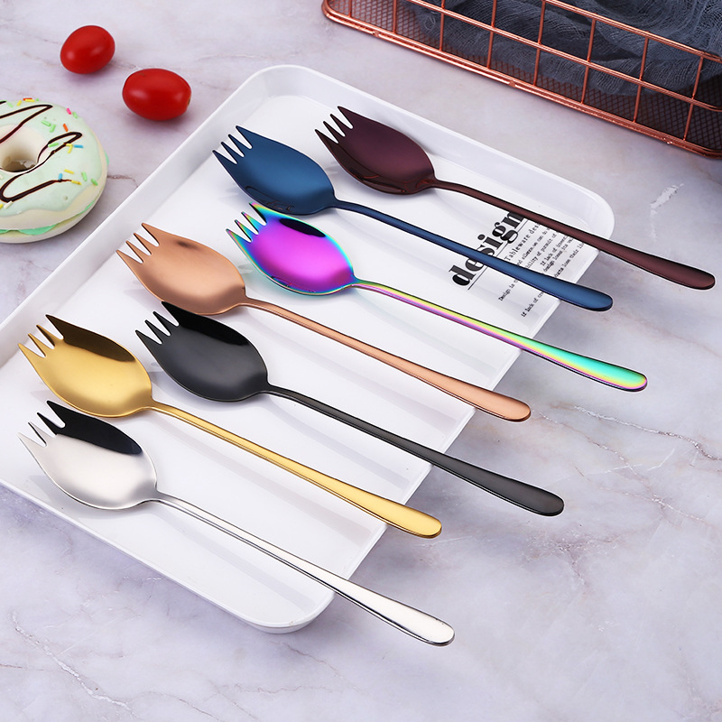 Bộ Muỗng Nĩa Ăn Salad Bằng Thép Không Gỉ 304 Nhiều Màu Sắc