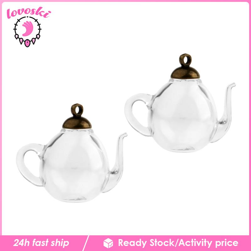 Set 2 Bình Điều Ước Trà Mini Bằng Thủy Tinh Rỗng Màu Vàng Kim Thủ Công