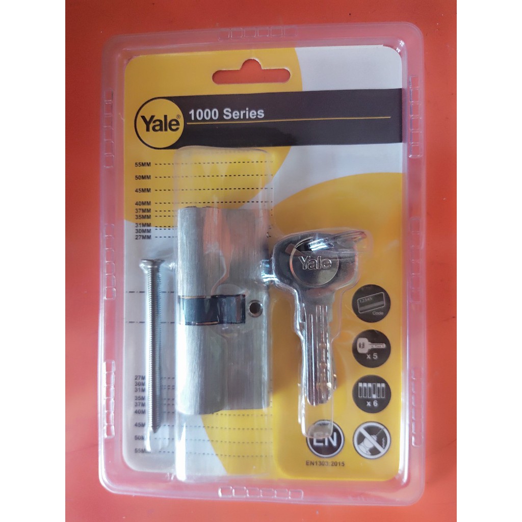 RUỘT KHÓA CAO CẤP YALE 2 ĐẦU CHÌA INOX MỜ - THƯƠNG HIỆU ASSA ABLOY - CHÌA VI TÍNH CHỐNG TRỘM