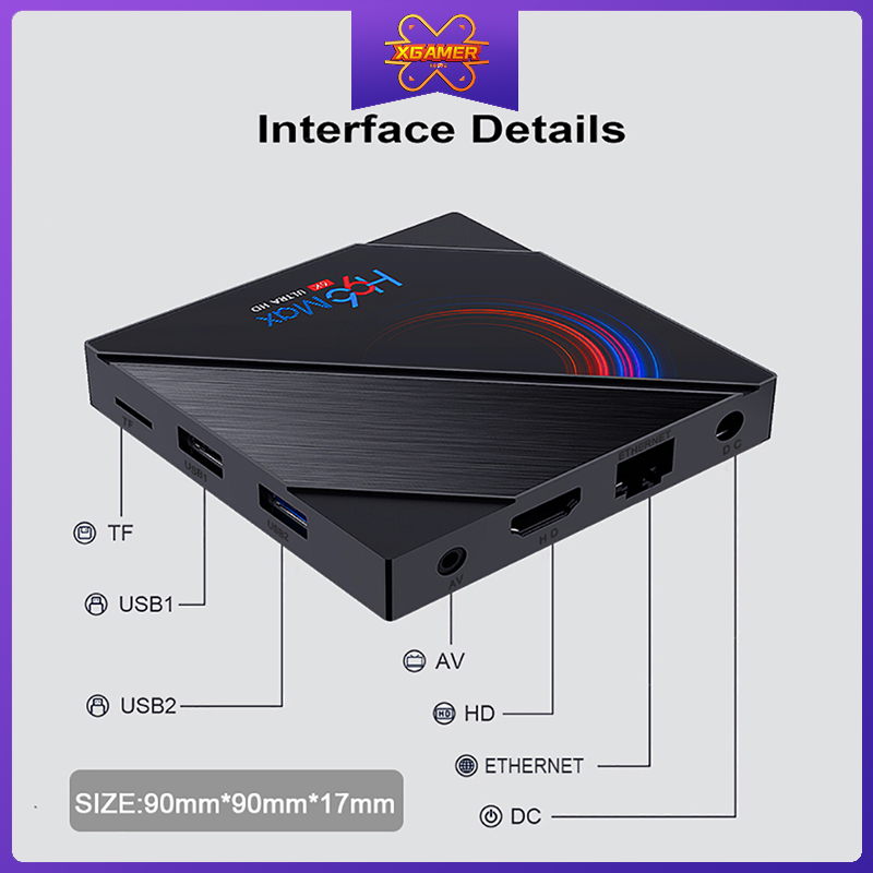 Đầu TV Box H96 Max H616 Android 10 4g 64gb 1080p 6k Bt có kèm phụ kiện