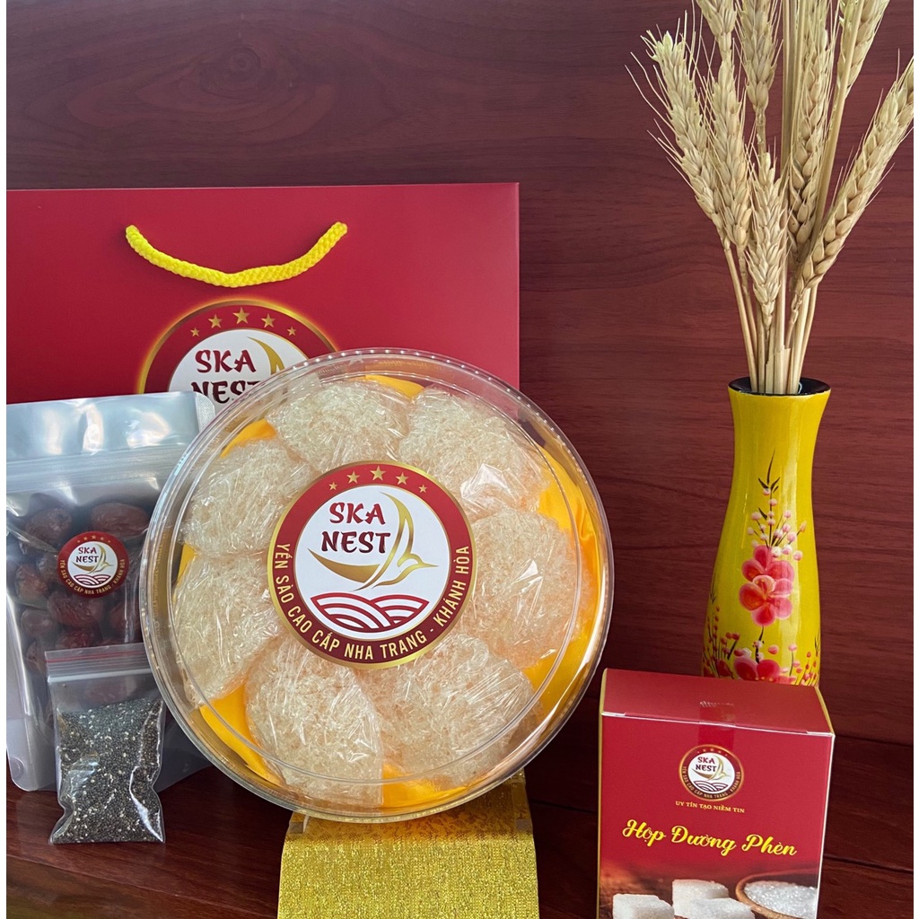 Yến Sào nguyên chất nhiều sợi dài 20gr+ táo đỏ, đường phèn, hạt chia - Yến Sào Tinh Chế Sạch chưng ăn liền