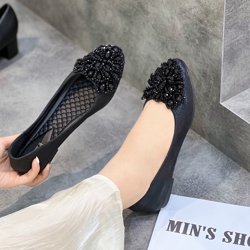 Min's Shoes - Giày Bệt Da Thật B280 Đen đá (Form Nhỏ đi Tăng Size)