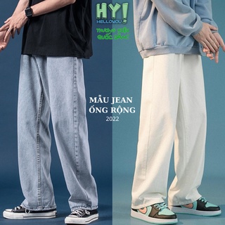 Quần jean baggy nam trắng Ống Suông Rộng dáng đứng Chất jeans bò phom xuông SR03 Style Hàn Quốc HELLOYOU