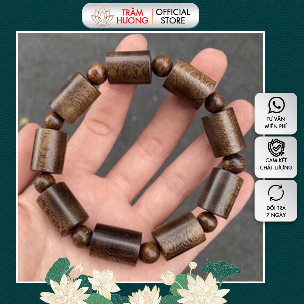 Vòng Trầm Hương Dạng Trúc Sang Trọng, Mạnh Mẽ - Trầm Tốc Vườn, Hương Thơm Tự Nhiên VTTH10