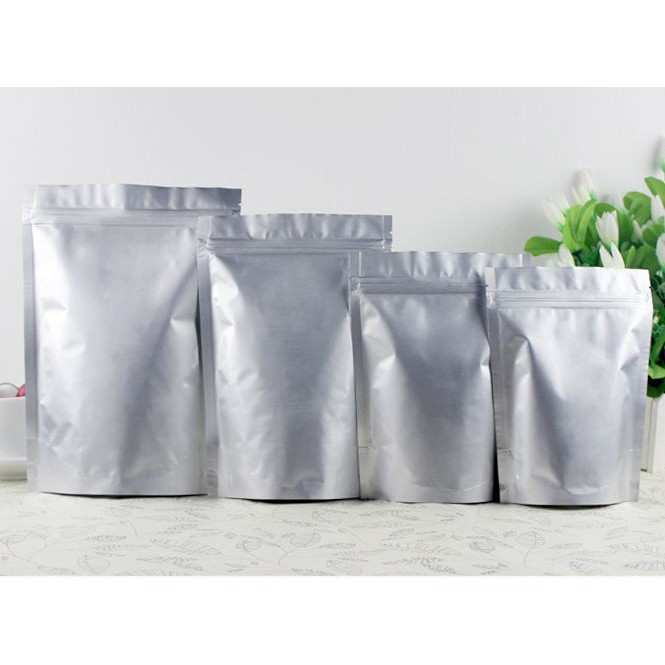 100g túi zip đáy đứng mặt trong mặt bạc/ 2 mặt bạc