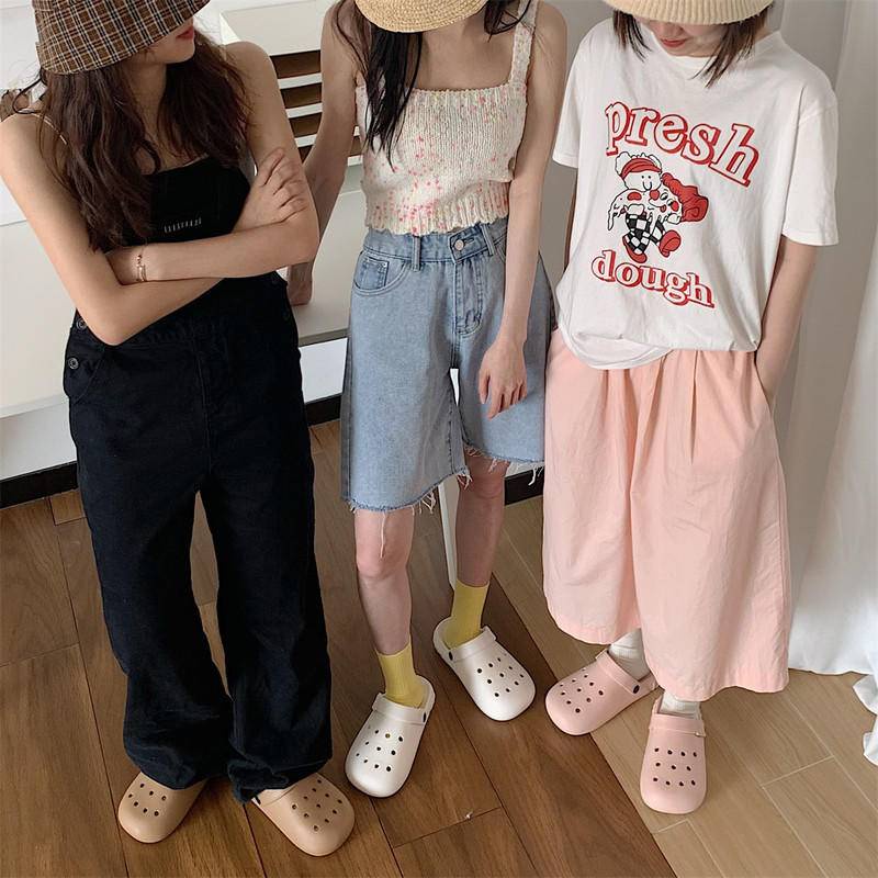 Dép sục nữ Xixitiao bánh mì dễ thương không trơn trượt có lỗ khử mùi thiết kế Basic