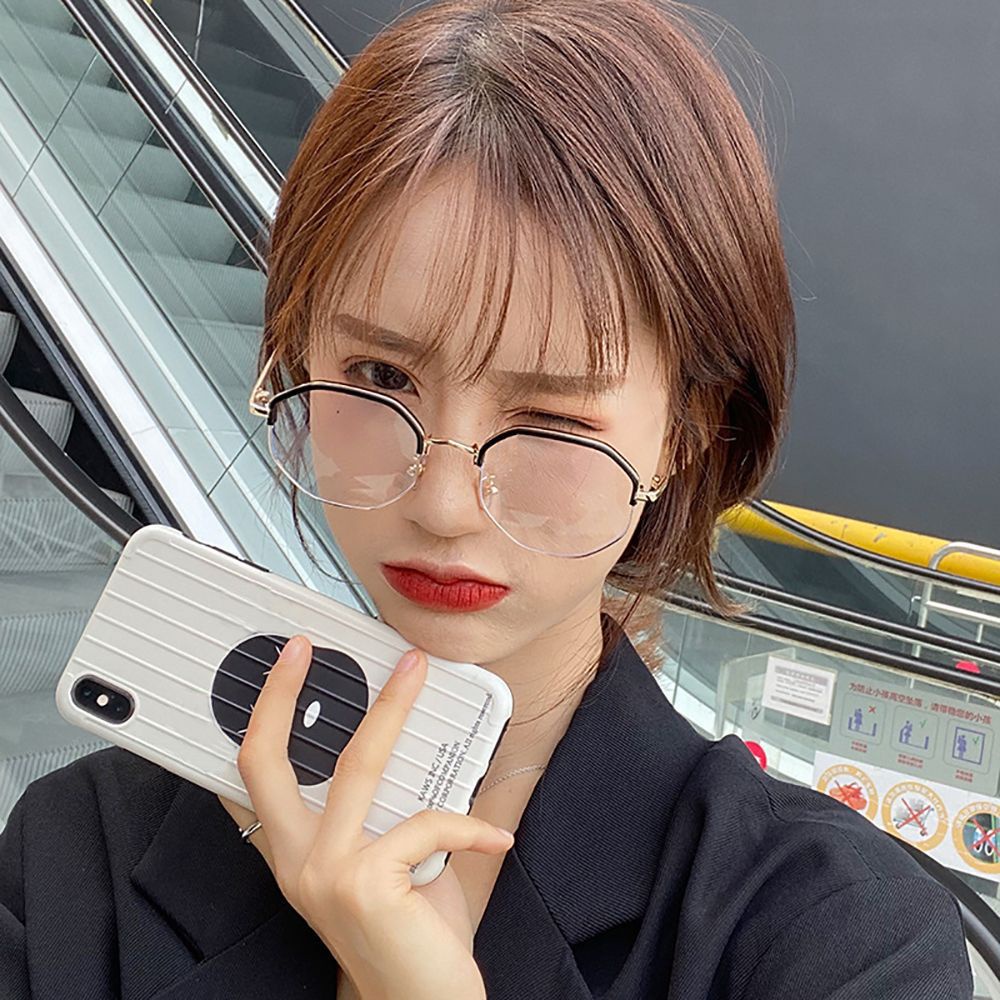 Mắt kính gọng đa giác màu sắc trong suốt phong cách cổ điển Hàn Quốc cho nam