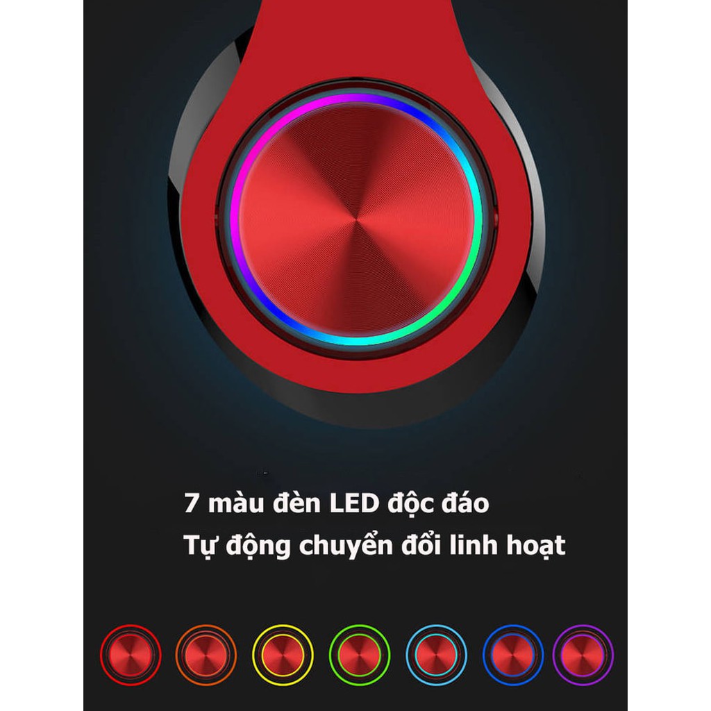 Tai Nghe Chụp Tai Không Dây Floveme B39 Kèm Jack 3.5 - Bluetooth 5.0 - Có Míc Led RGB, Pin Chuẩn 400mAh, Âm Thanh HiFi.
