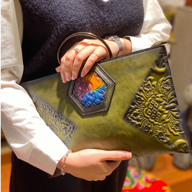 Ví Clutch Dự Tiệc Thời Trang Nữ Cầm Tay Da Thật Cao Cấp Trúc Lâm Handmade.