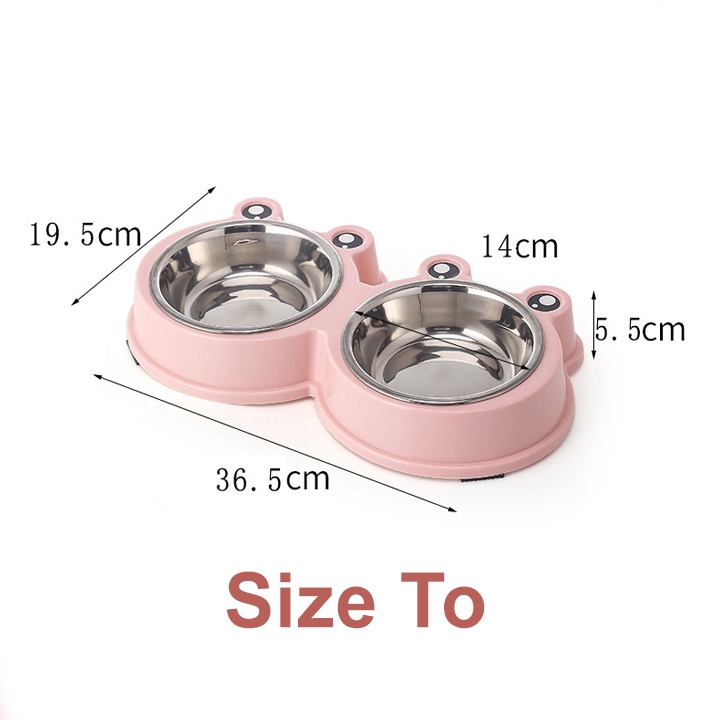 [Mã PET50K giảm Giảm 10% - Tối đa 50K đơn từ 250K] Bát Ăn Đôi Inox Cho Chó Mèo (Hình Ếch) Giá Rẻ #MintPet