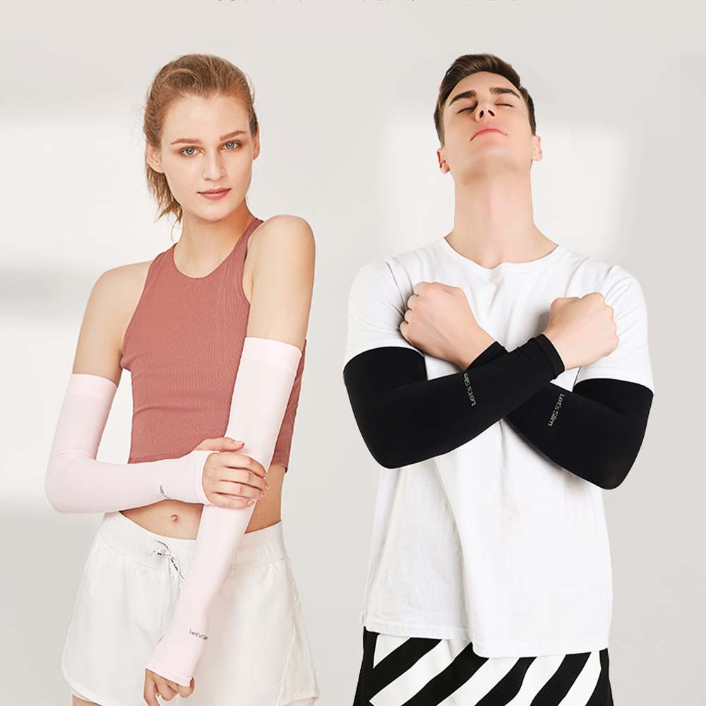 Găng Cánh Tay Chống Tia UV Bằng Lụa Lạnh Ôm Dáng Không Đường May Làm Mát Hiệu Aqua X Let's