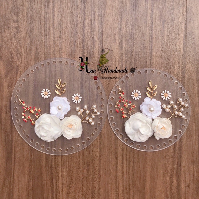 Set nguyên liệu túi trong suốt đính hoa mẹ và bé (Set sợi vải- NHẮN TIN MÀU MẶT CHO SHOP)