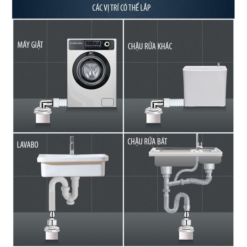 Thoát nước máy giặt , thoát nước thải chống mùi hôi , ngăn côn trùng lắp thoát sàn