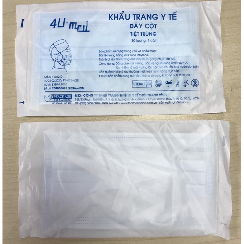 Khẩu trang dây cột tiệt trùng 3 lớp (chính hãng Thời Thanh Bình)