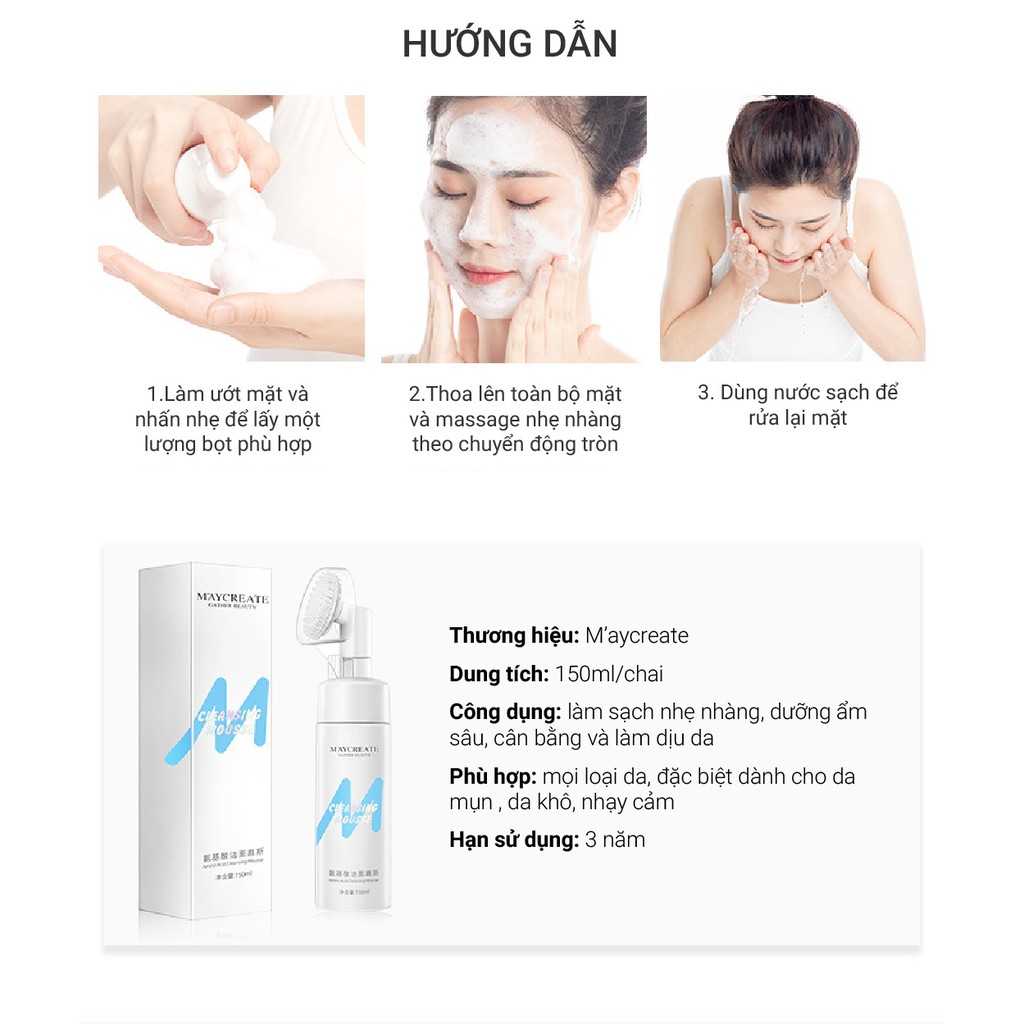 Sữa Rửa Mặt Tạo Bọt Đầu Cọ Maycreate Hàng Nội Địa Trung. | BigBuy360 - bigbuy360.vn
