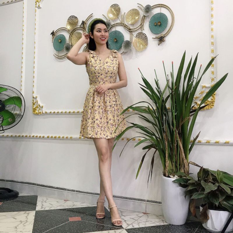 Đầm nữ nơ vai có quần đùi trong chất lụa 100D siêu mịn siêu mát | BigBuy360 - bigbuy360.vn