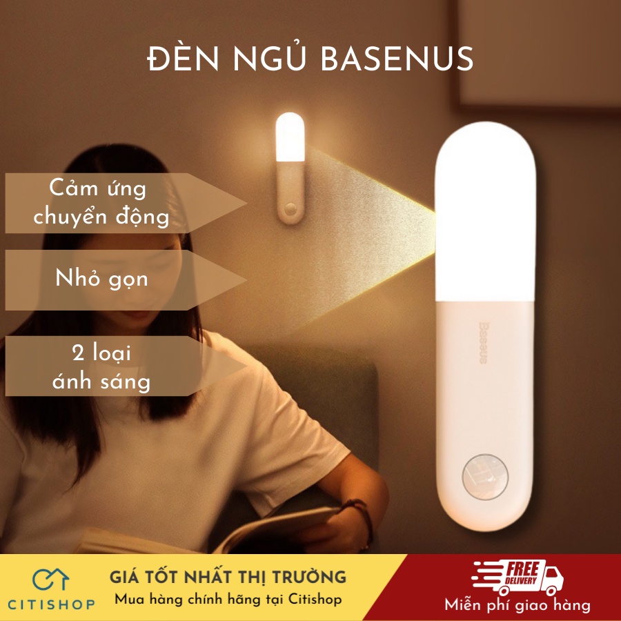 Đèn led cảm biến chuyển động ánh sáng baseus có 2 chế độ màu dùng cho phòng ngủ