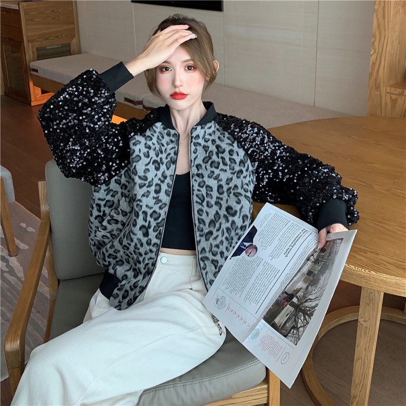 [ ORDER 10-15 NGÀY+ ẢNH THẬT] ÁO KHOÁC DA BEO DA BÁO PHỐI TAY KIM SA K37882 | BigBuy360 - bigbuy360.vn