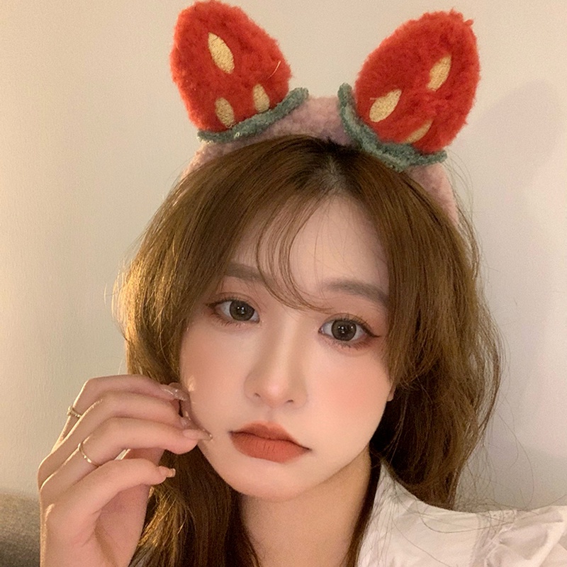 Bờm cài tóc hình trái dâu tây nhiều màu dễ thương cute, băng đô quả dâu chống trượt tóc xinh xắn
