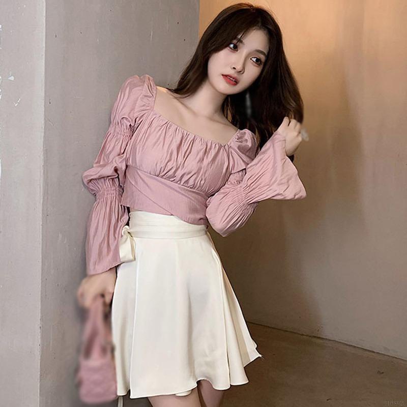 Áo Croptop Cổ Vuông Nhún Tay Nơ Lưng A5236 | WebRaoVat - webraovat.net.vn