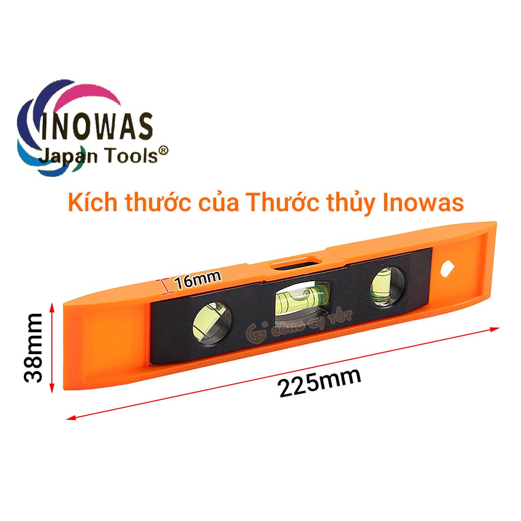Thước thủy nivo từ 225mm với 3 hạt thăng bằng