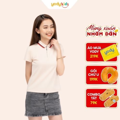 Áo thun polo nữ YODY phông tay ngắn, cổ bẻ vải Cotton, chuẩn form xuất xịn - APN3876