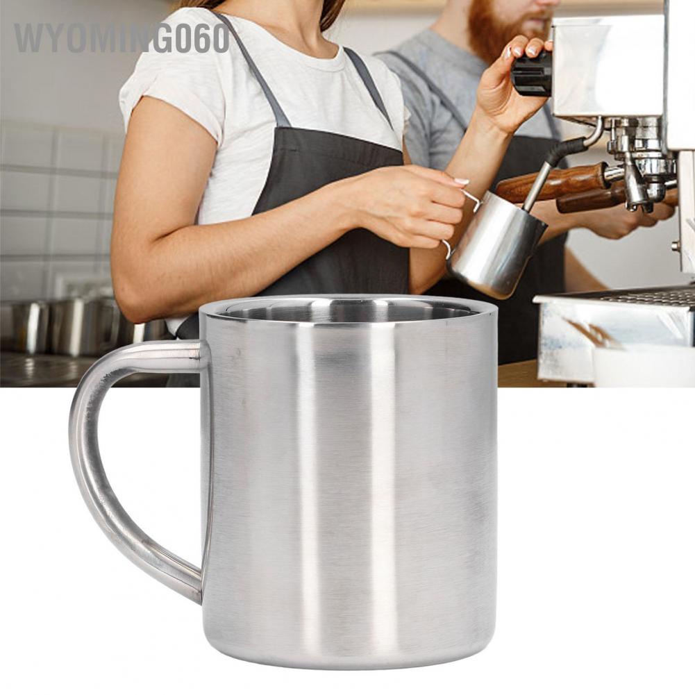 Wyoming060 220ML Stainless Steel Mugs Easy to Clean Double Walled Coffee with Comfortable Handle for Office Student Children