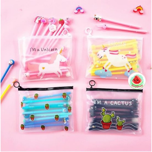 Túi Đựng Bút Trong Suốt Khóa Zip Đáng Yêu Nhiều Mẫu DUASHOP