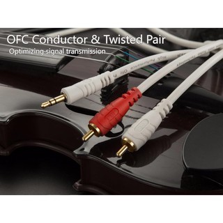 Dây tín hiệu kết nối điện thoại + laptop+máy nghe nhạc với loa 1 đầu 3.5ly ra 2 đầu bông sen AV dài 1M8 hiệu JSj