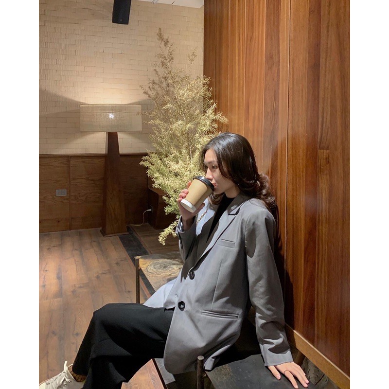 ZIEL_Áo blazer thiết kế cổ điển, suông rộng