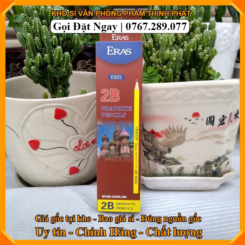 Bút chì gỗ đen 2B có tẩy ERAS E602, dành cho học sinh, sinh viên, văn phòng ...