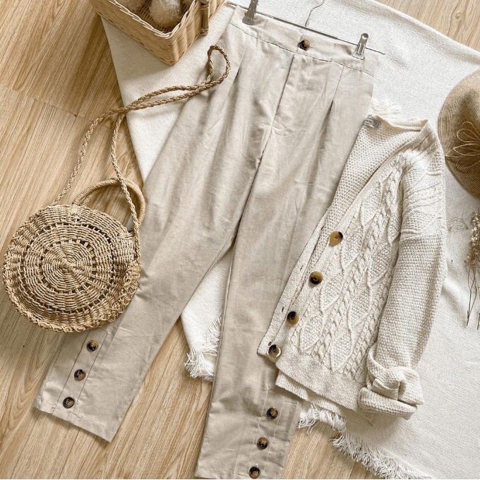 Quần Cotton 3 / 4 Phối Nút Họa Tiết Hoa Cúc Phong Cách Hàn Quốc Cho Nữ | BigBuy360 - bigbuy360.vn