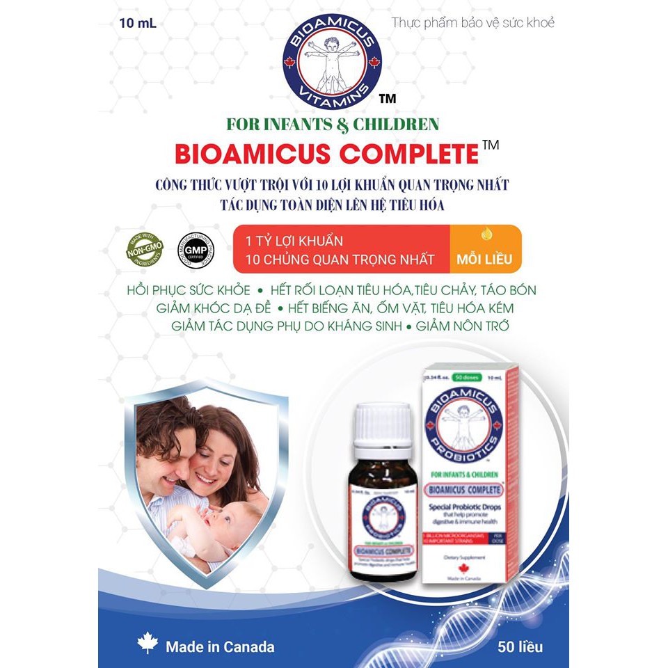 Men vi sinh Bioamicus Complete Siro ăn ngon Tăng đề kháng Men tiêu hoá cho bé Tiêu chảy Táo bón Rối loạn tiêu hóa