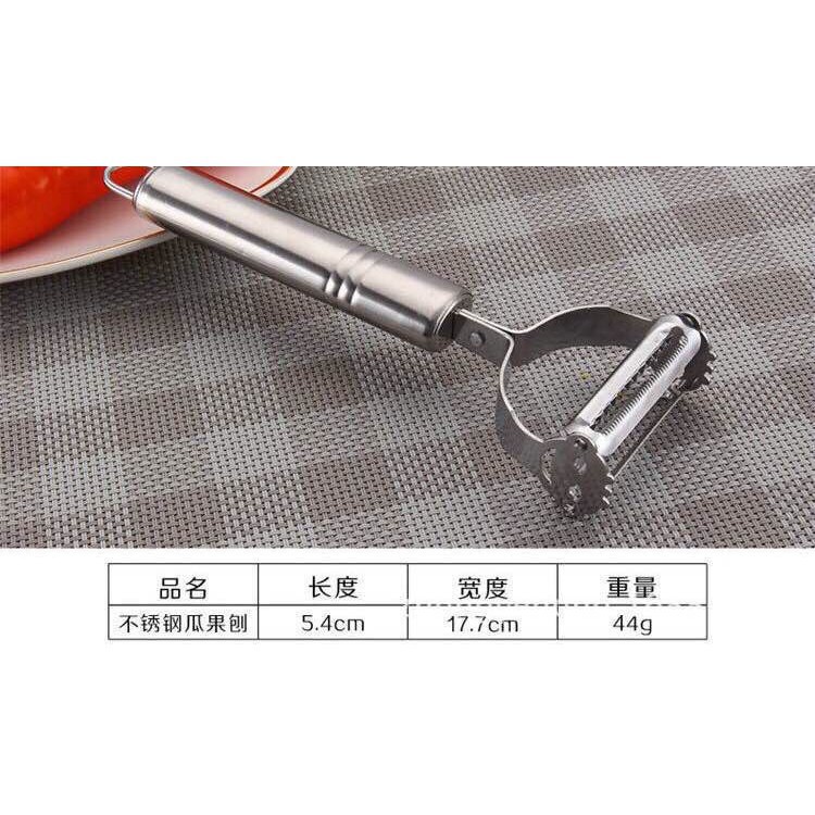 Set 3 nạo củ quả inox, 1 cây nạo 2 lưỡi, 1 cây nạo 1 lưỡi, 1 dụng cụ nhổ lông làm lòng gà vit