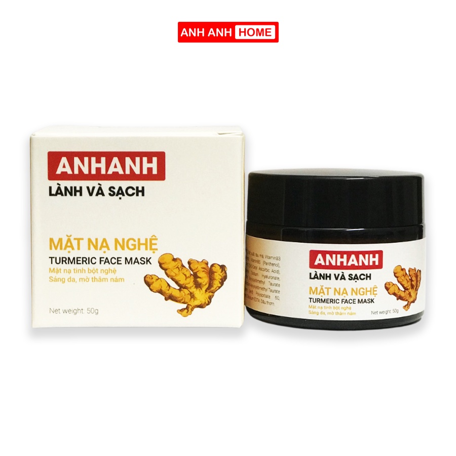 Mặt nạ nghệ - Rau Má AnhAnh 50ml đều màu, giảm thâm thuần chay - phù hợp với cho da xỉn màu, sáng rạng rỡ và đều màu hơn