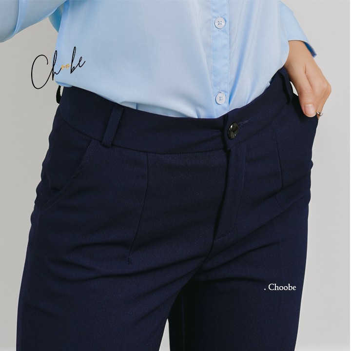 Quần tây nữ Choobe công sở lưng cao vải âu baggy màu xanh đen nâu đi học đẹp trẻ trung dáng dài Q07 | BigBuy360 - bigbuy360.vn