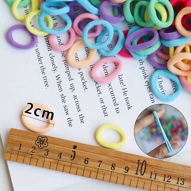 Set 100 Dây Buộc Tóc Nylon Co Giãn Nhiều Màu Sắc Tạo Kiểu Cho Nữ